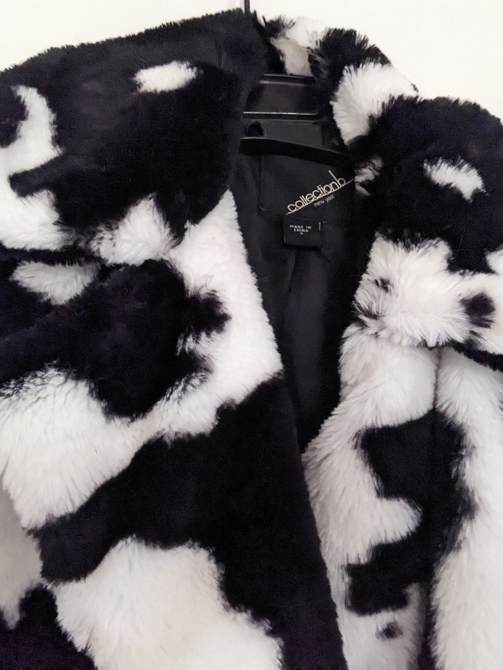 Collection B Black & White Faux Fur Cow-Print Jacket - Picture 2 of 5
